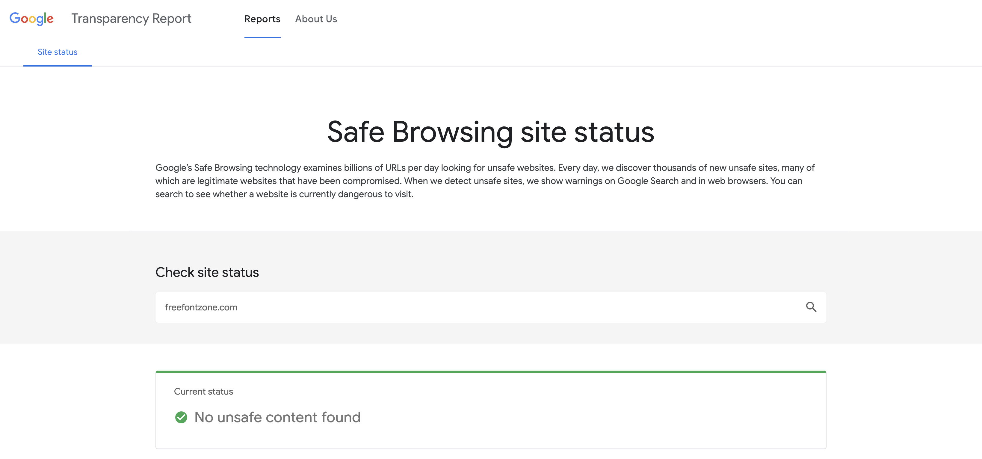 Google Safe Browsing - No Unsafe Content Found